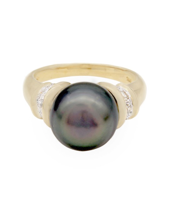 Tahitian Pearl and Diamond Accent Ring